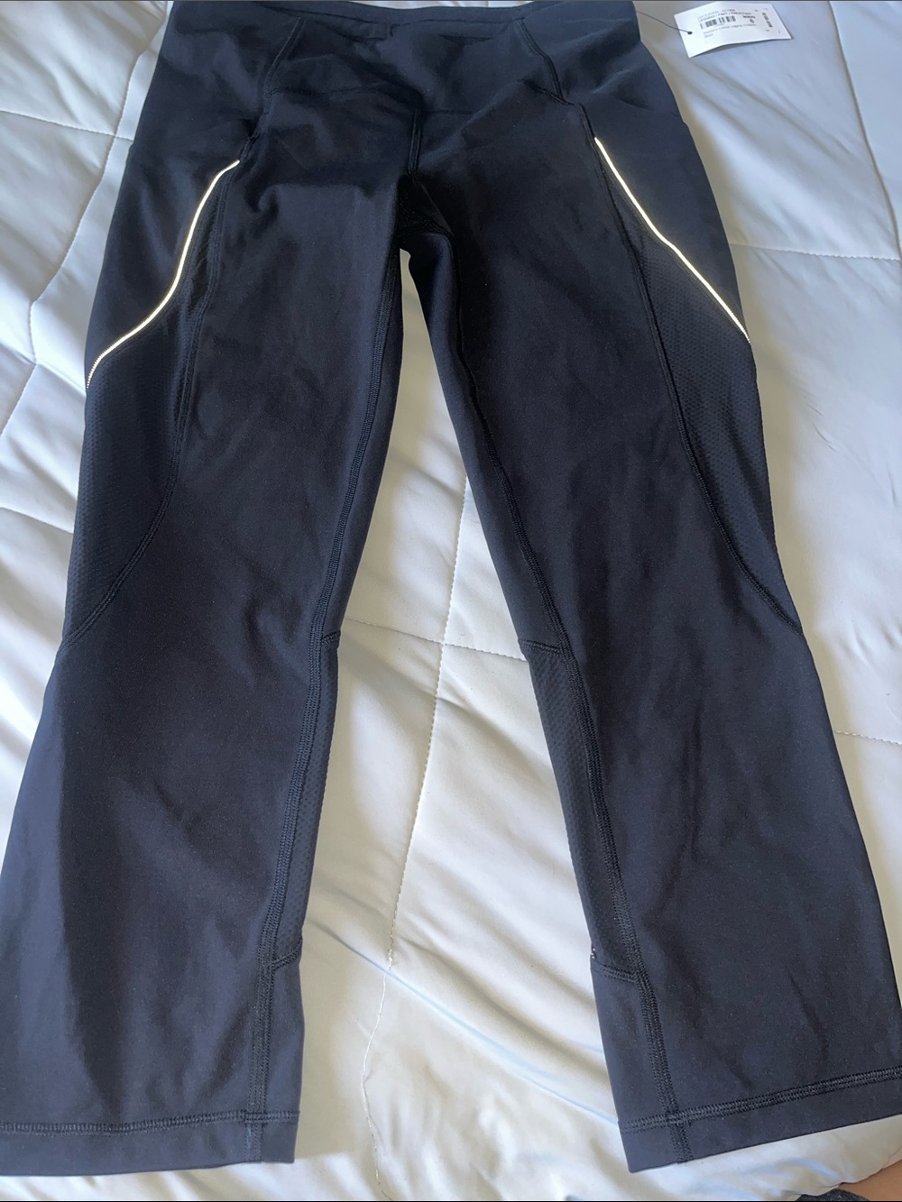 lululemon athletica Black Performance Capri Leggings with Mesh Panels